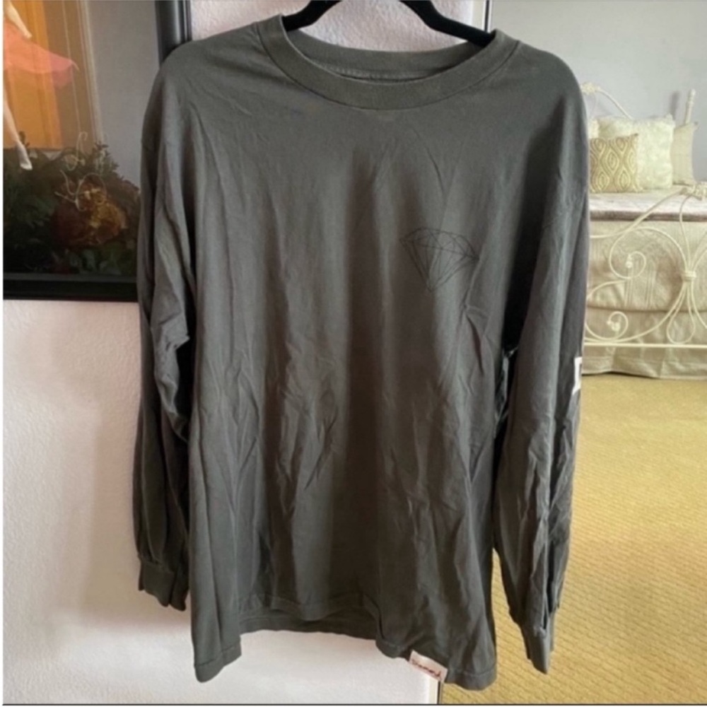Men’s Gray Diamond Supply Long Sleeve Graphic Diamond Shirt Size Large